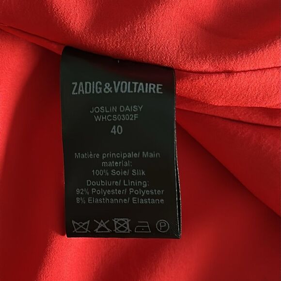 Zadig & Voltaire Joslin Daisy Red Silk Floral Skirt Size 40EU/8US Lace Trim Boho - Picture 10 of 13